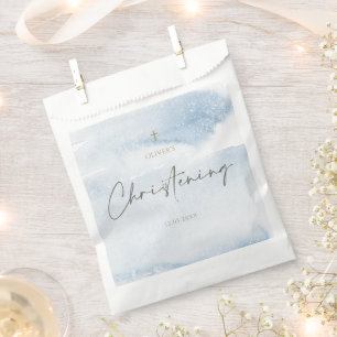 Sachets En Papier Sac bleu aquarelle garçon sac de faveur de baptême