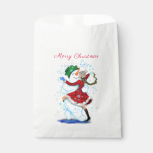 Sachets En Papier Sac Cadeau Danseurs Bonhomme de Neige et Fille de