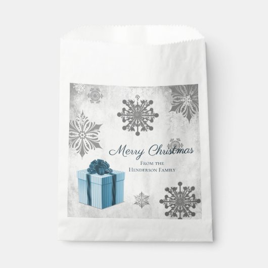 Sachets En Papier Sac cadeau de Noël bleu Favoriser (Devant)