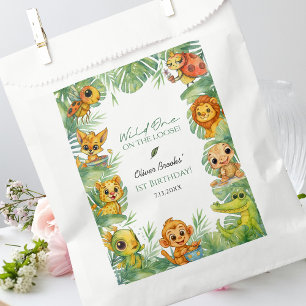 Sachets En Papier Sac de cadeau de fête de jungle pour 1er anniversa