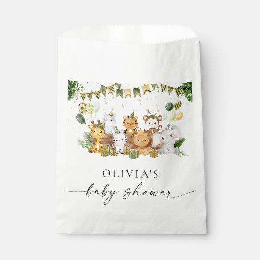 Sachets En Papier Sac de faveur de Baby Shower Animaux de Safari (Devant)