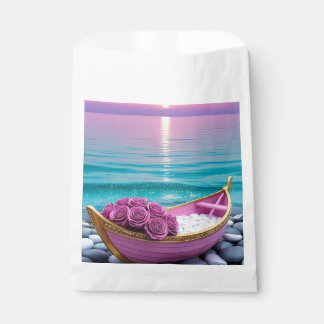 Sachets En Papier Sac de faveur de bateau de rose rose et d'océan de