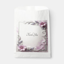 Sac de Faveur de Cadre Floral Rose