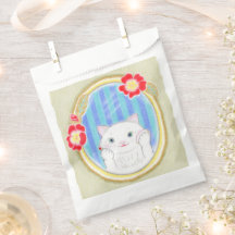 Sac de Faveur de Chaton Blanc Mignon