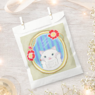 Sachets En Papier Sac de Faveur de Chaton Blanc Mignon