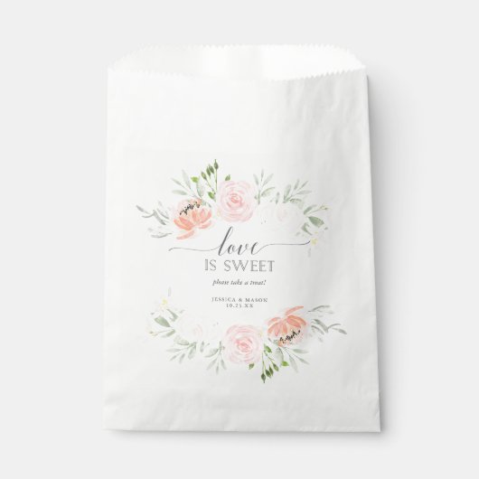 Sachets En Papier Sac de faveur de douche de mariage Pastel Blush Lo (Devant)
