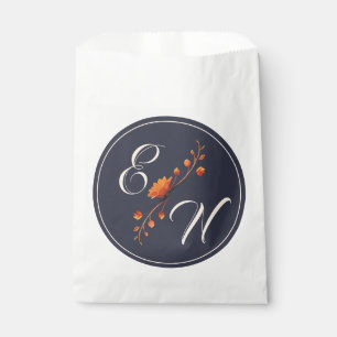 Sachets En Papier Sac de faveur de mariage à monogramme floral gothi