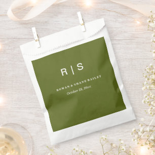 Sachets En Papier Sac de faveur de mariage à monogramme vert sauge