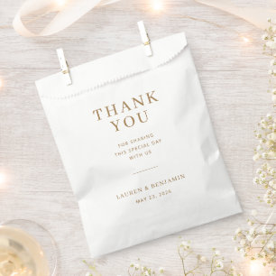 Sachets En Papier Sac de faveur de mariage minimaliste en or élégant