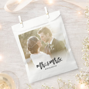 Sachets En Papier Sac de faveur de mariage photo calligraphie M. et