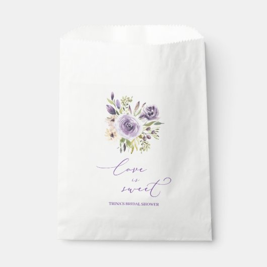 Sachets En Papier Sac de faveur floral pourpre (Devant)