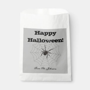 Sachets En Papier Sac de fête Halloween en papier gris araignée noir