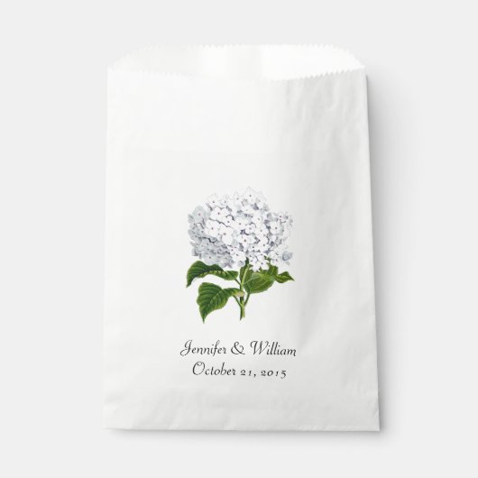 Sachets En Papier Sac de mariage blanc Hydrangea Favor (Devant)