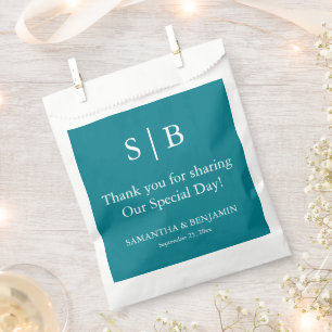 Sachets En Papier Sac de mariage classique sarcelle monogramme