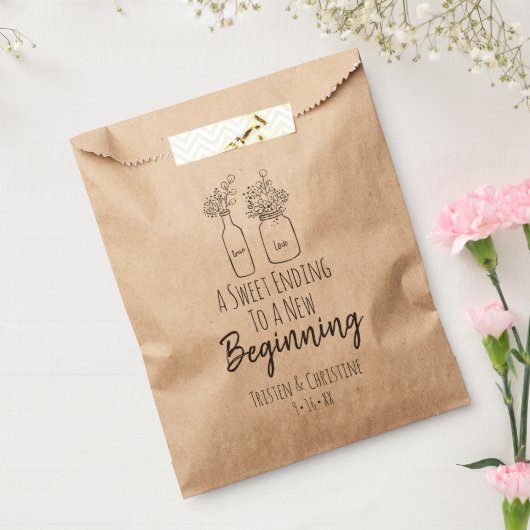 Sachets En Papier Sac de mariage préféré - fin douce à nouveau début (Scellé)