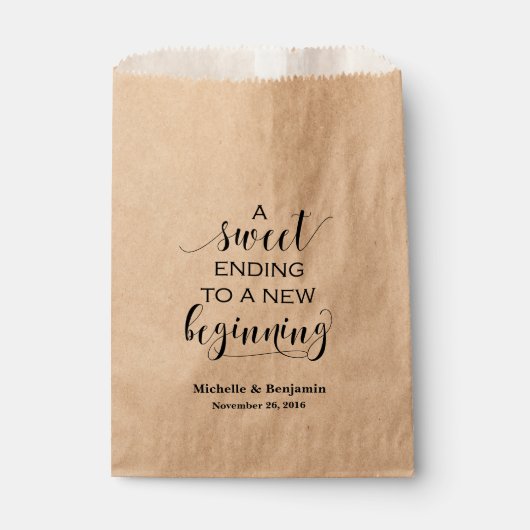Sachets En Papier Sac de mariage préféré - fin douce à nouveau début (Devant)