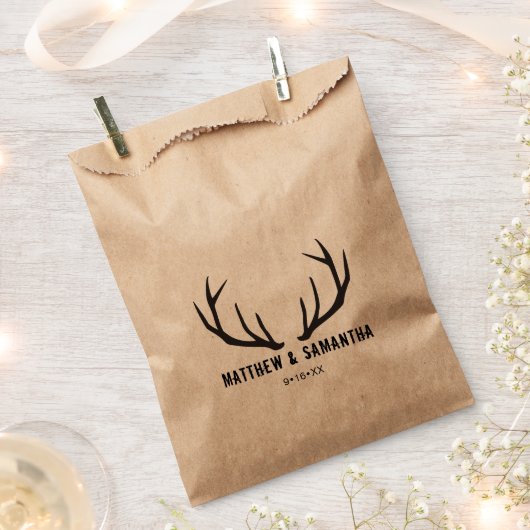 Sachets En Papier Sac de mariage préféré | Rustic Deer Antler (Coupé)