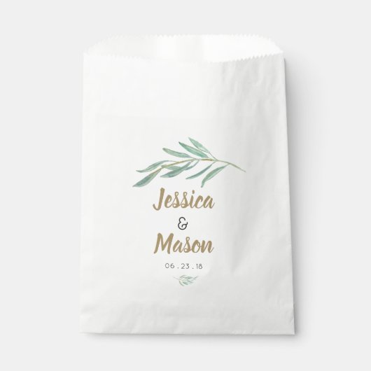 Sachets En Papier Sac de mariage vert rustique Favor (Devant)