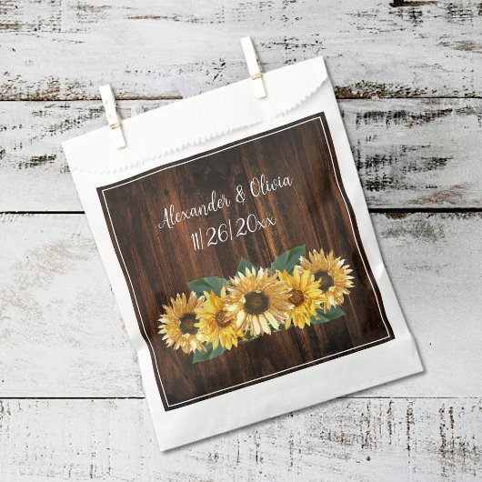 Sachets En Papier Sac de préférence de mariage de tournesol rustique