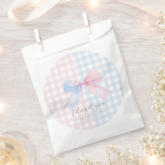 Sachets En Papier Sac de préférence En vichy cou bleu ou rose (Coupé)