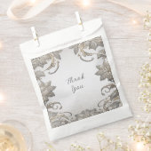 Sachets En Papier Sac de préférence floral argent (Coupé)