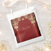 Sachets En Papier Sac de préférence or rouge floral moderne (Coupé)