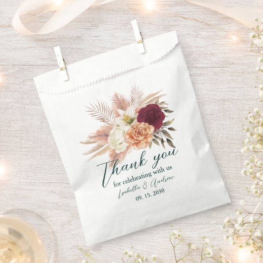 Sachets En Papier Sac en Merci Mariage Emerald Floral (Coupé)