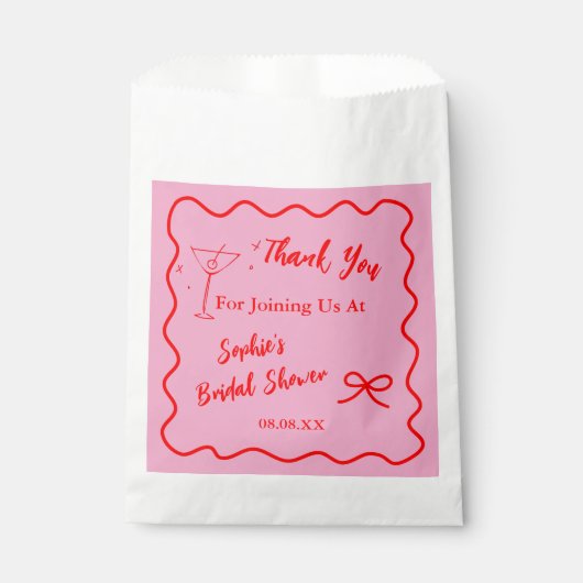 Sachets En Papier Sac en papier cadeau de mariage rose et rouge rétr (Devant)
