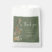 Sachets En Papier Sac Faveur Mariage Floral Vert (Devant)