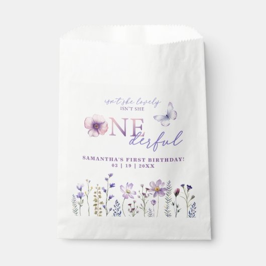 Sachets En Papier Sac Faveur Premier Anniversaire fleur sauvage - Vi (Devant)