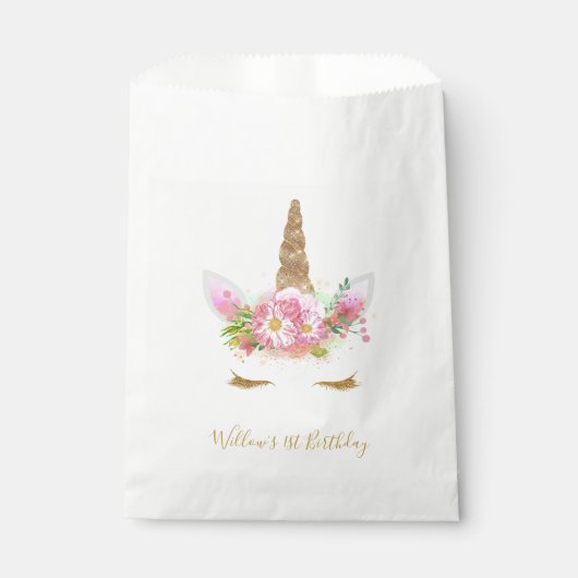 Sachets En Papier Sac Faveur Visage Unicorne (Devant)