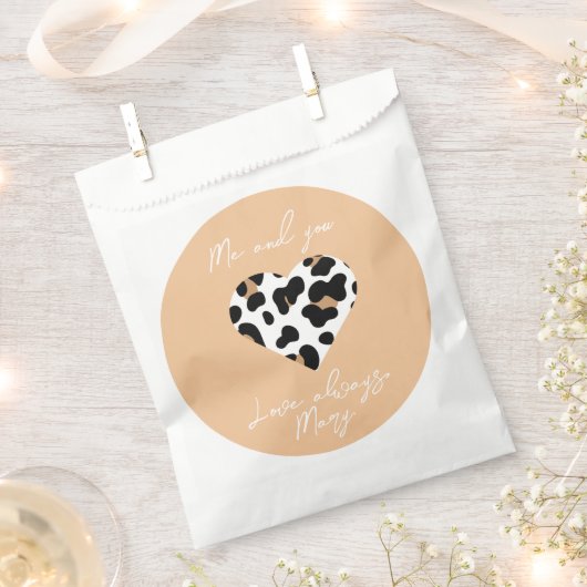 Sachets En Papier Sac Favor de Peach Fuzz Valentine - Heart Print (Coupé)