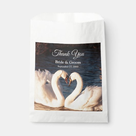 Sachets En Papier Sac Favour mariage des cygnes blancs (Devant)