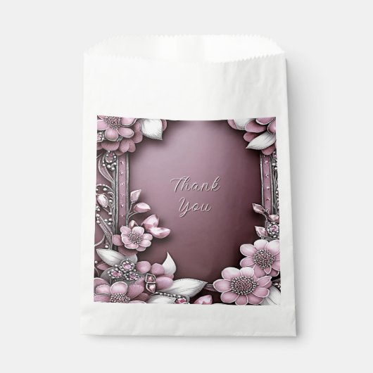 Sachets En Papier Sac Fleur Rose Faveur (Devant)