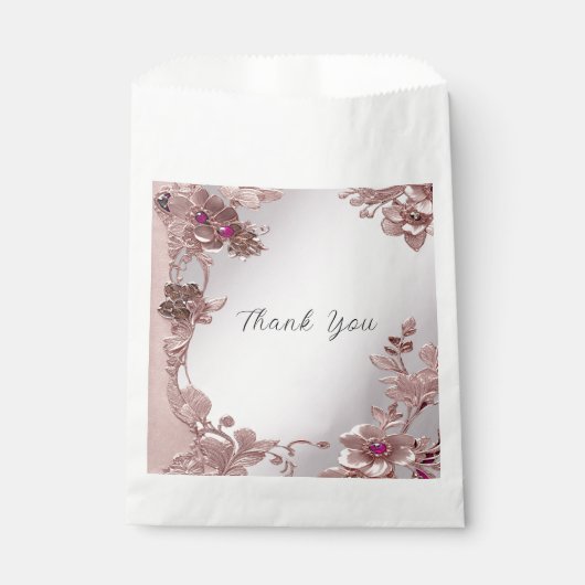 Sachets En Papier Sac Fleur Rose Ornate Faveur (Devant)