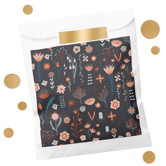 Sachets En Papier Sac Fleurs D'Été Scandinaves Fleurs Foncé Faveur