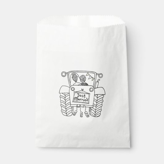 Sachets En Papier Sac Mariage campagnard de tracteur Favoriser (Devant)