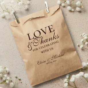 Sachets En Papier Sac Mariage Rustique Brun Amour et Merci 