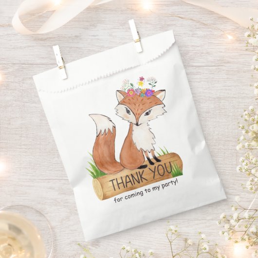 Sachets En Papier Sac Merci Favori de l'anniversaire du renard boisé (Coupé)