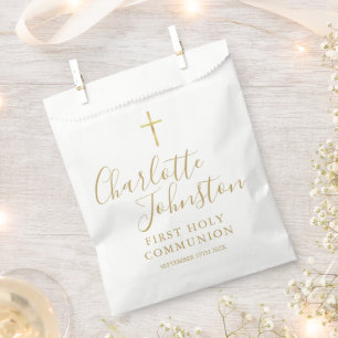 Sachets En Papier Sac premier communion sac cadeau signature or