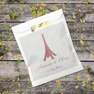 Sachets En Papier Sac Rouge Tour Eiffel Mariage damassé Favoriser
