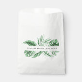 Sachets En Papier Sac vert tropical Palm Mariage Monogramme Favorise (Devant)