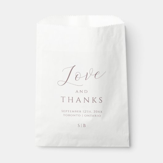 Sachets En Papier Sacoche minimale violet d'amour et Merci Favoriser (Devant)