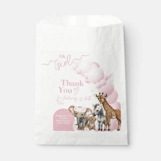 Sachets En Papier Safari animal Boho Oh Girl Baby shower (Devant)