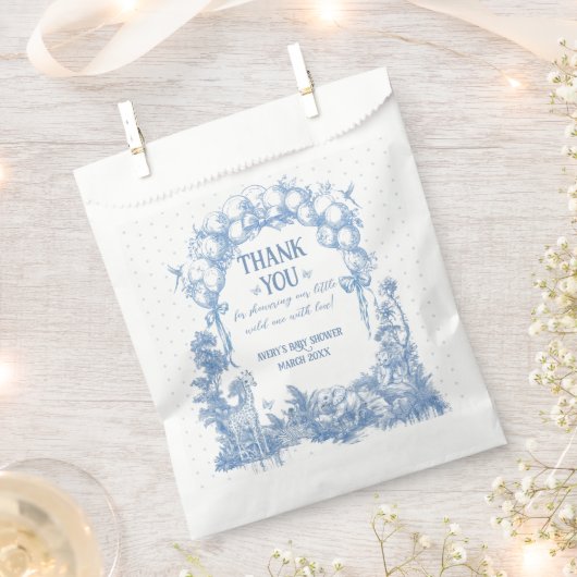 Sachets En Papier Safari animal Dusty Blue Toile bébé garçon douche (Coupé)