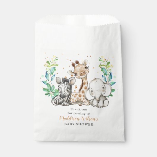 Sachets En Papier Safari Animaux Baby shower Favoriser Sac (Devant)