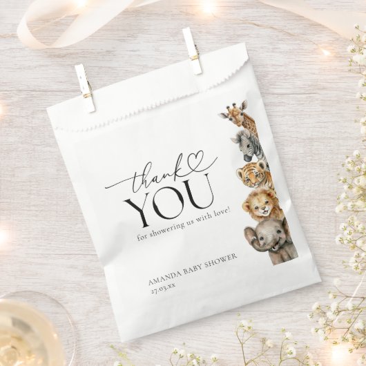 Sachets En Papier Safari Animaux Baby shower moderne (Coupé)