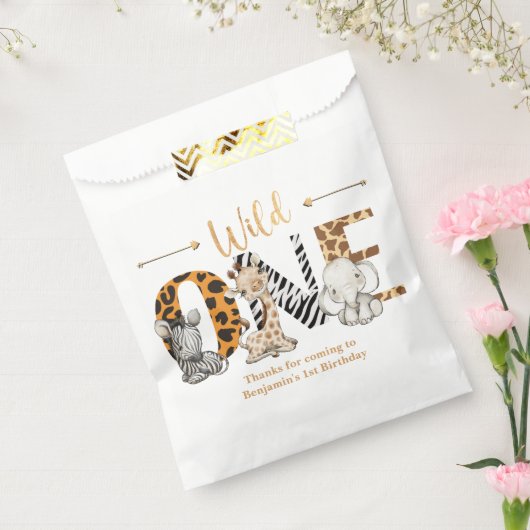 Sachets En Papier Safari Animaux Wild Un Anniversaire Favoriser Sac (Scellé)