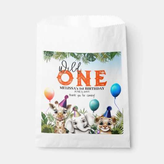 Sachets En Papier Safari sauvage Animaux fête d'anniversaire (Devant)