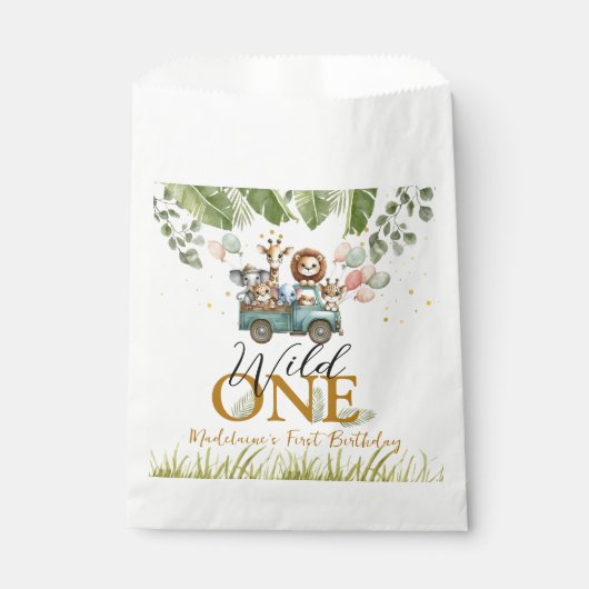 Sachets En Papier Safari Wild Un premier anniversaire (Devant)